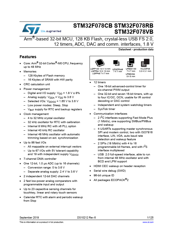 <?=STM32F078VB?> डेटा पत्रक पीडीएफ