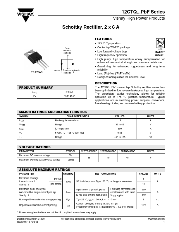 12CTQ035PbF Vishay