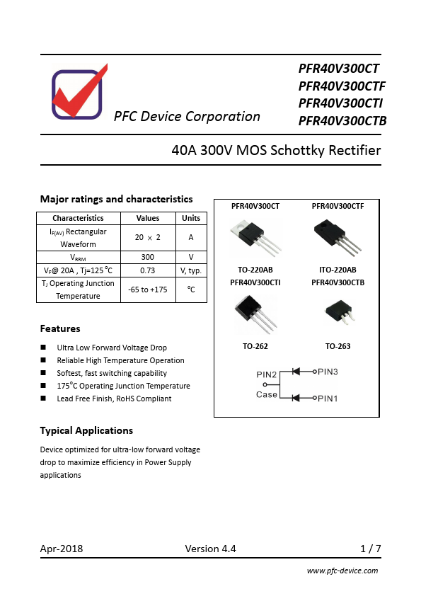 <?=PFR40V300CTI?> डेटा पत्रक पीडीएफ