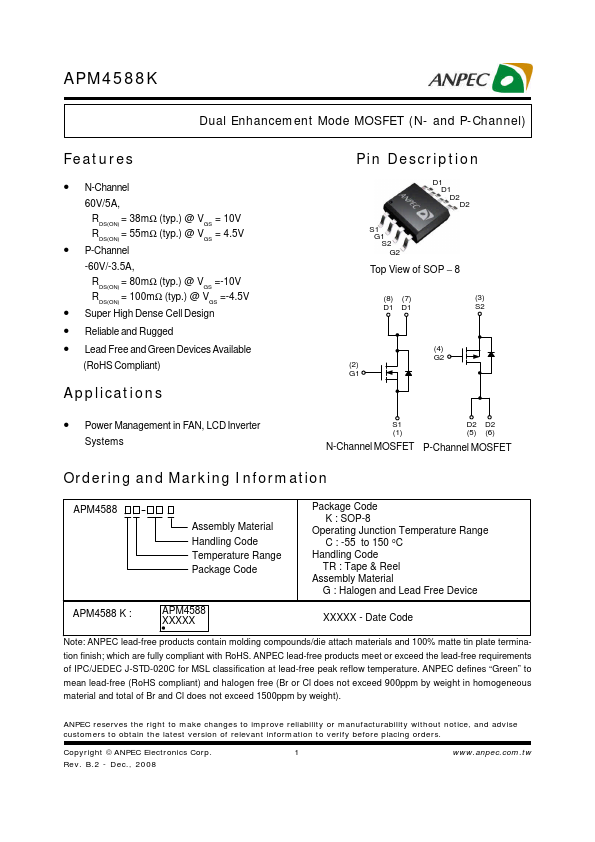 <?=APM4588K?> डेटा पत्रक पीडीएफ