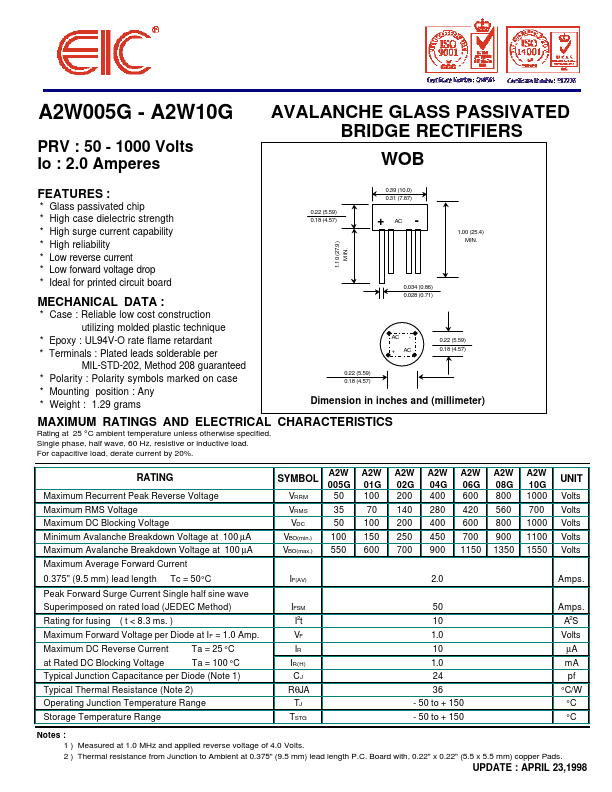 A2W10G EIC discrete Semiconductors