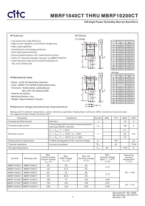 MBRF10200CT CITC