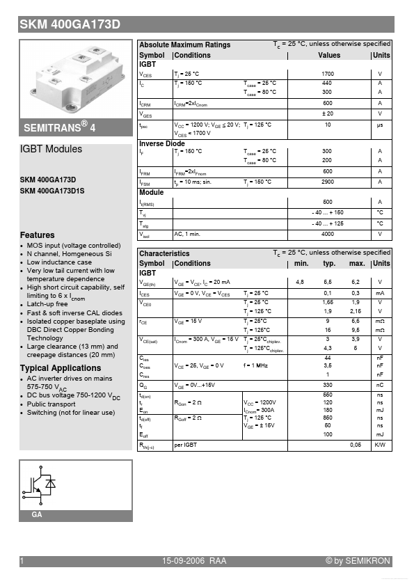 <?=SKM400GA173D?> डेटा पत्रक पीडीएफ