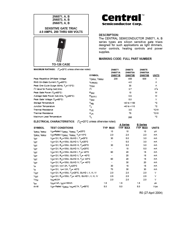 2N6073 Central Semiconductor