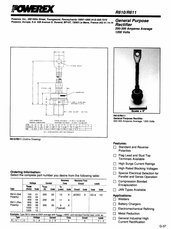 R6100125 Powerex Power Semiconductors