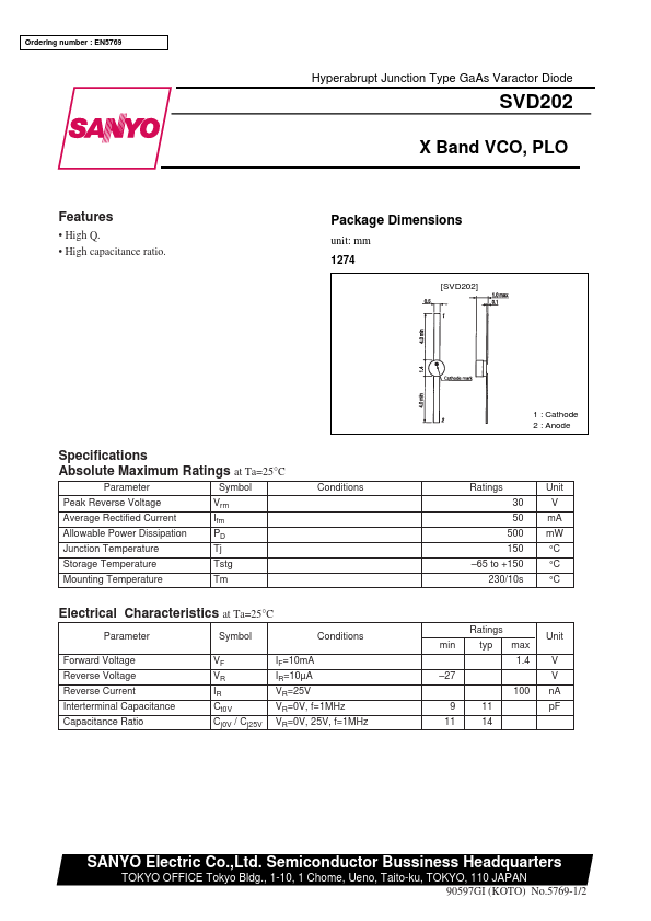 SVD202 Sanyo Semicon Device