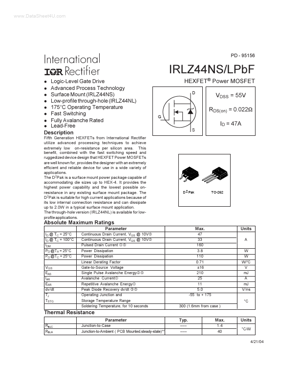 IRLZ44NLPBF International Rectifier