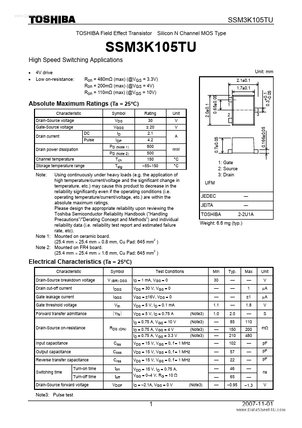 SSM3K105TU