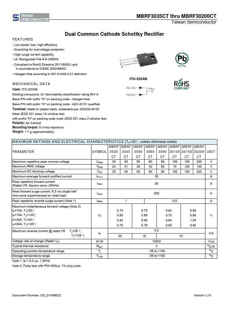 MBRF3050CT Taiwan Semiconductor