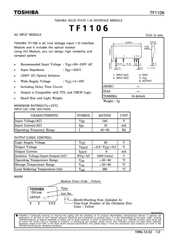 TF1106 Toshiba Semiconductor