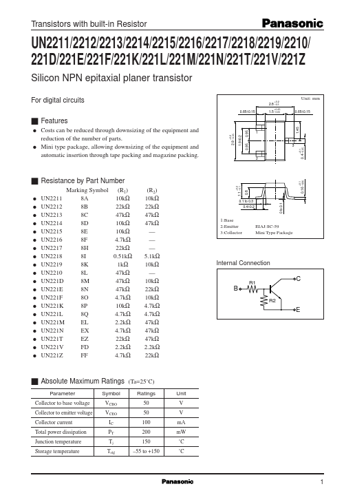 UN221T Panasonic Semiconductor
