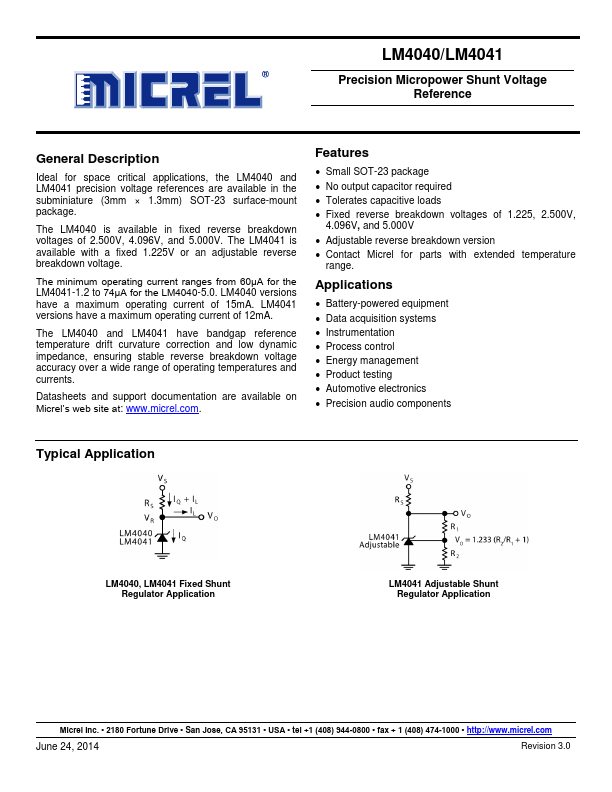 LM4040 Micrel Semiconductor
