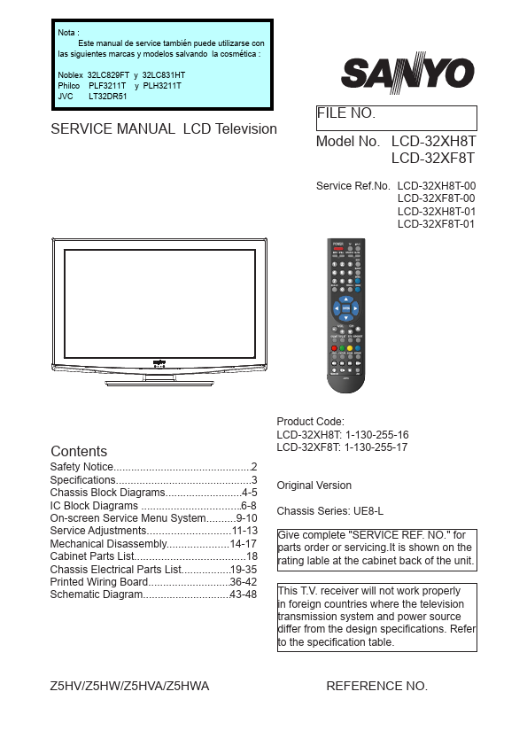 <?=LCD-32XH8T?> डेटा पत्रक पीडीएफ