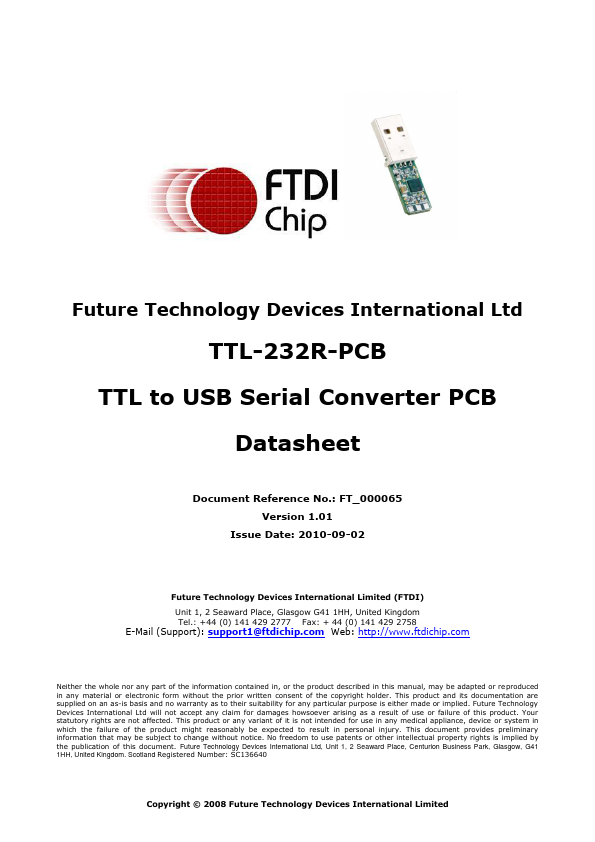 <?=TTL-232R-PCB?> डेटा पत्रक पीडीएफ