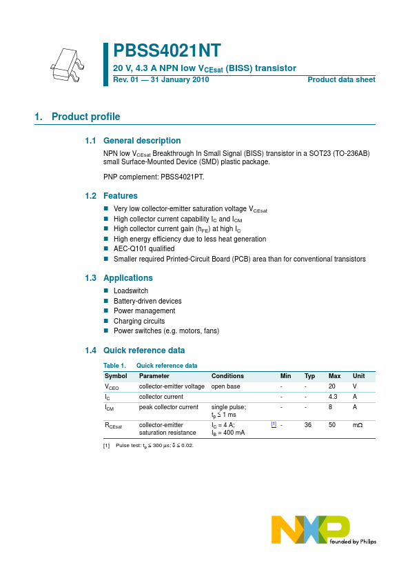 <?=PBSS4021NT?> डेटा पत्रक पीडीएफ