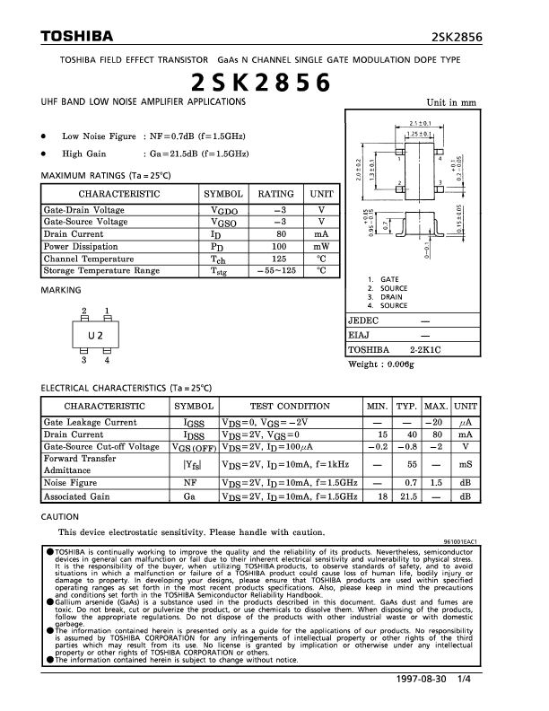 2SK2856 Toshiba Semiconductor
