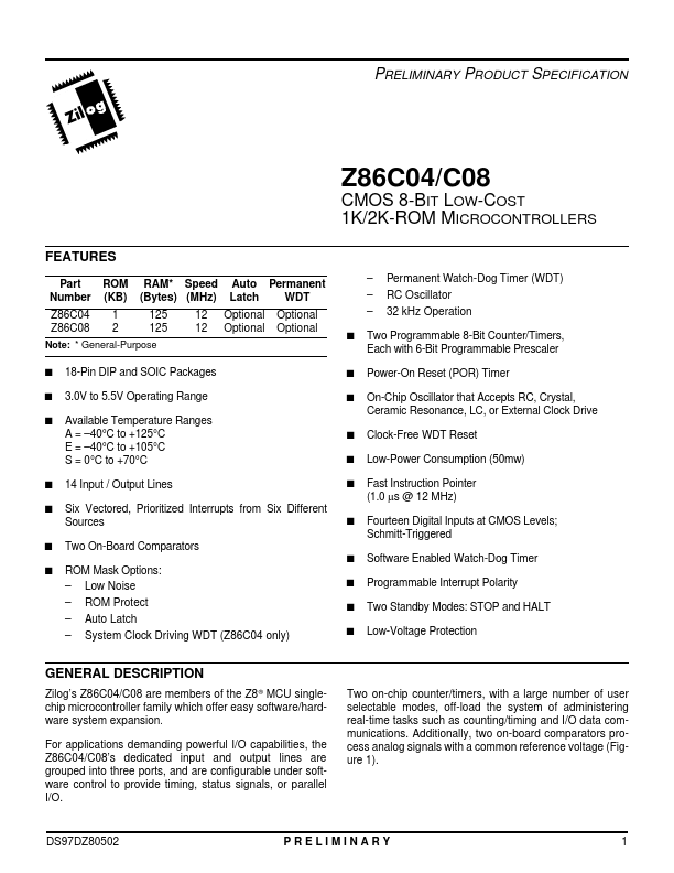 Z86C04 Zilog.