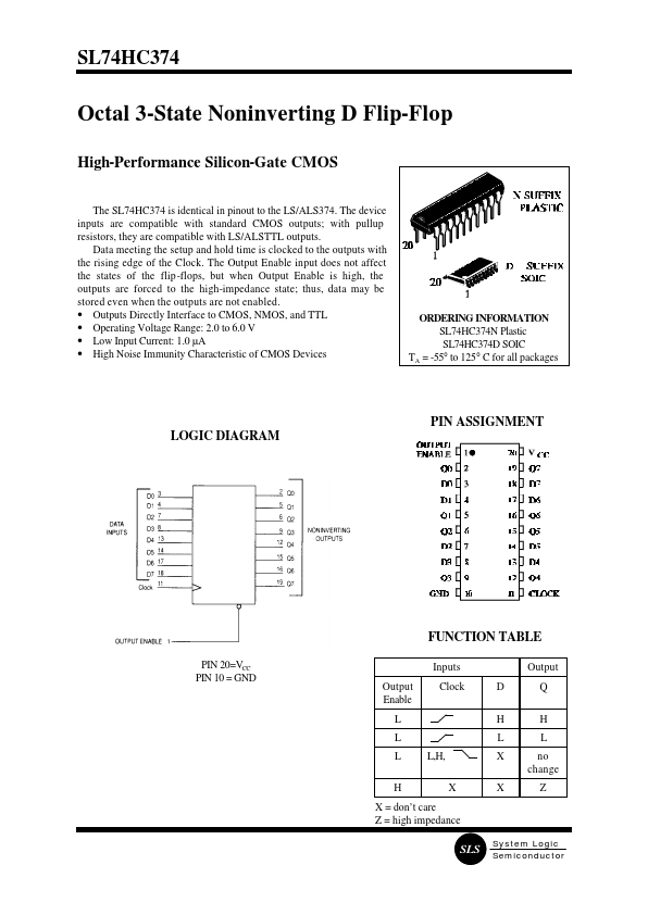 SL74HC374 System Logic Semiconductor