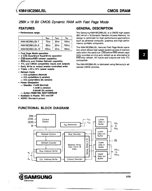 KM418C256SL Samsung semiconductor