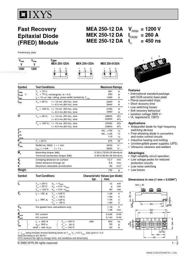 <?=MEA250-12DA?> डेटा पत्रक पीडीएफ