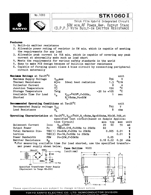 <?=STK1060II?> डेटा पत्रक पीडीएफ