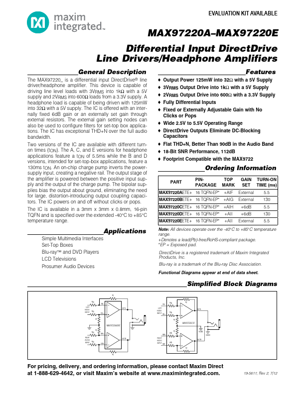 MAX97220D Maxim Integrated Products