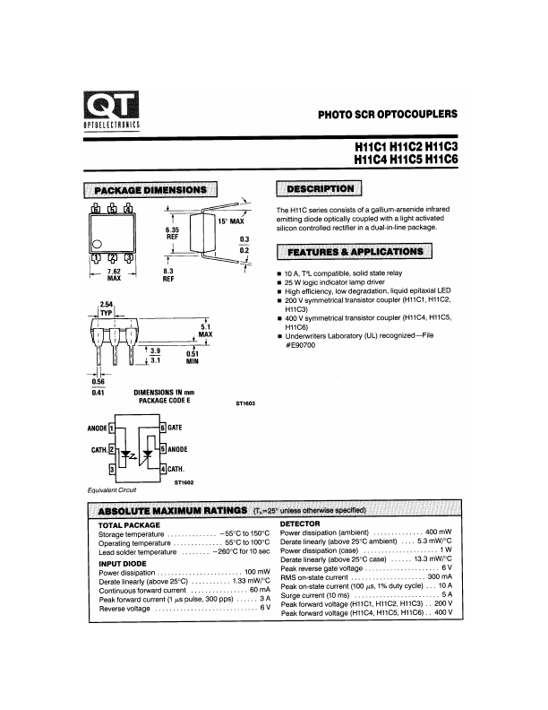 H11C3 QT Optoelectronics