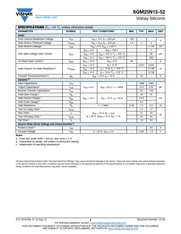 SQM25N15-52