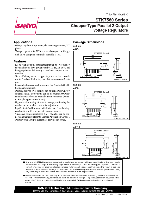 STK7562L Sanyo Semicon Device