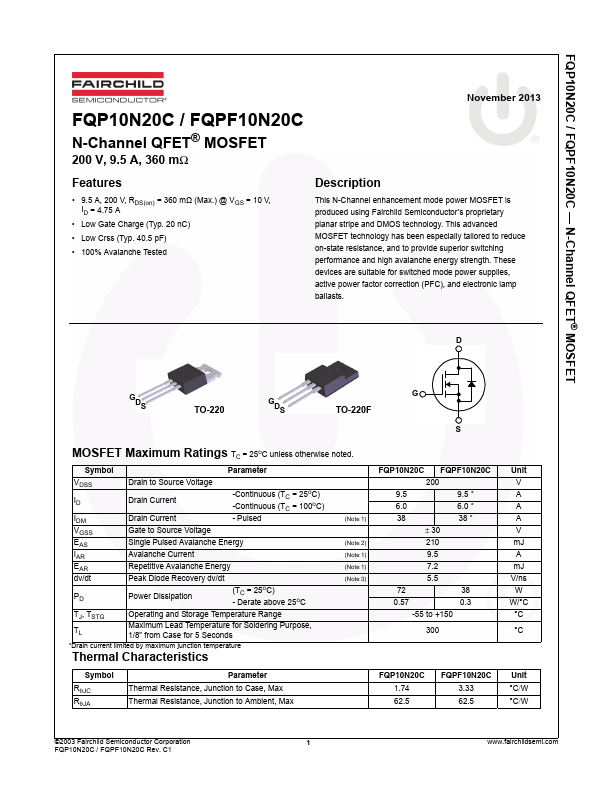 FQP10N20C Fairchild Semiconductor