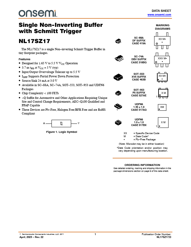 NL17SZ17 ON Semiconductor