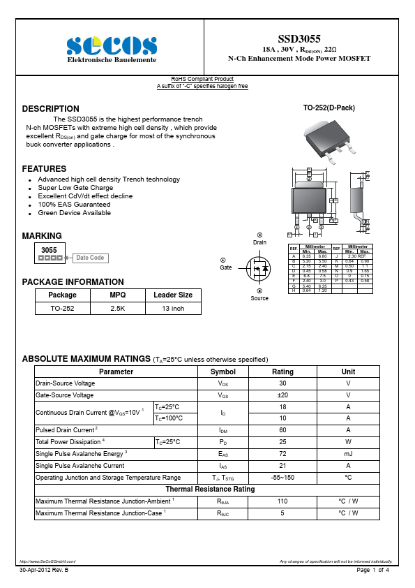 <?=SSD3055?> डेटा पत्रक पीडीएफ