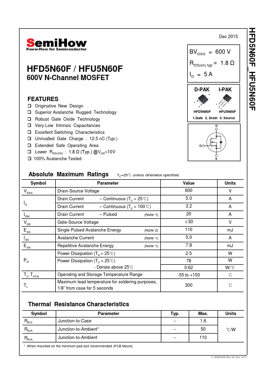 HFU5N60F SemiHow