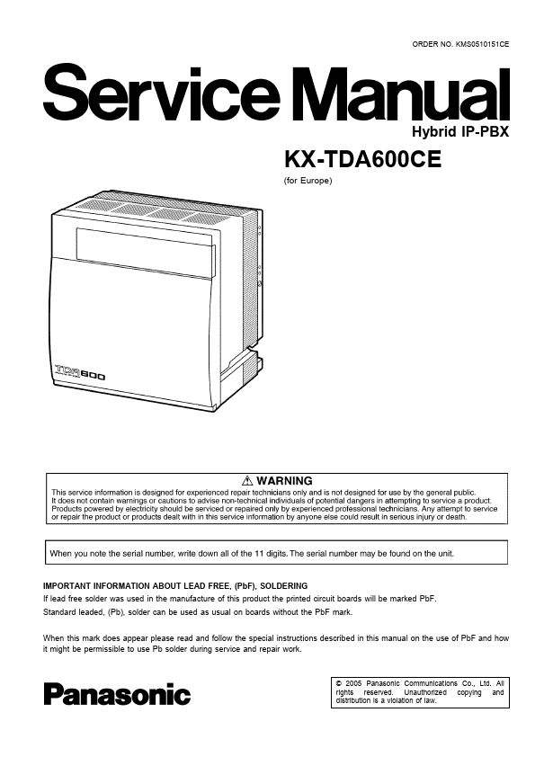 <?=KX-TDA600CE?> डेटा पत्रक पीडीएफ