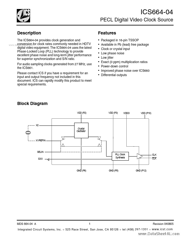 ICS664-04 Integrated Circuit Systems