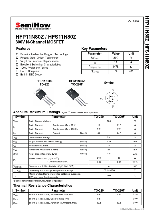 <?=HFP11N80Z?> डेटा पत्रक पीडीएफ