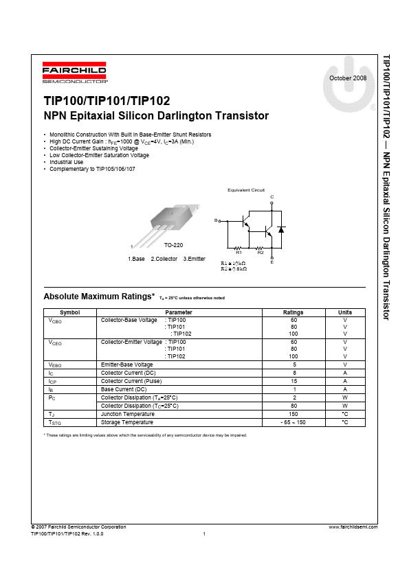 TIP100 Fairchild Semiconductor