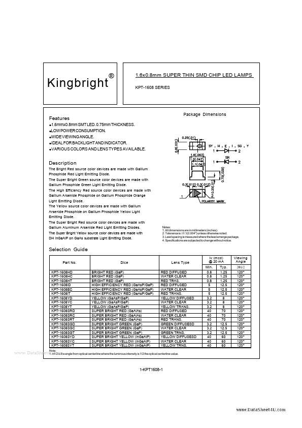 <?=KPT-1608EC?> डेटा पत्रक पीडीएफ