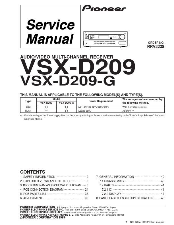 <?=VSX-D209-G?> डेटा पत्रक पीडीएफ