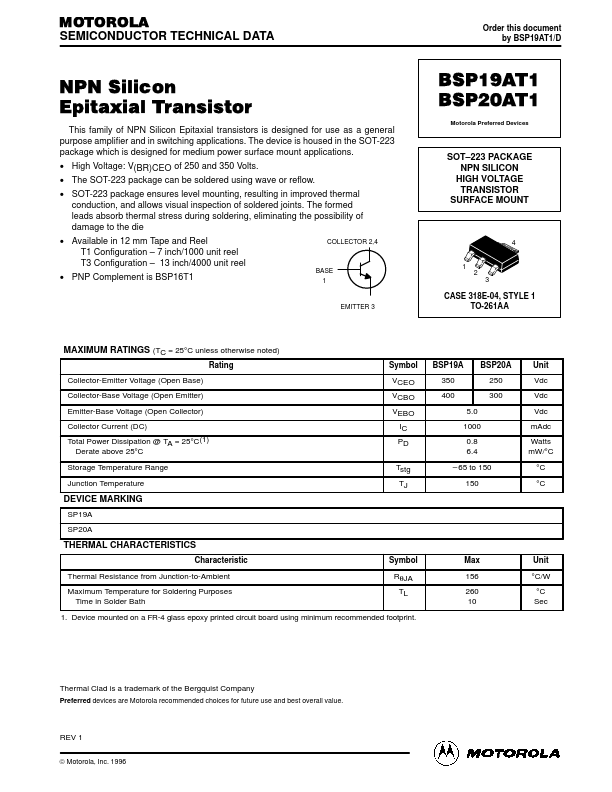 BSP20AT1 Motorola  Inc