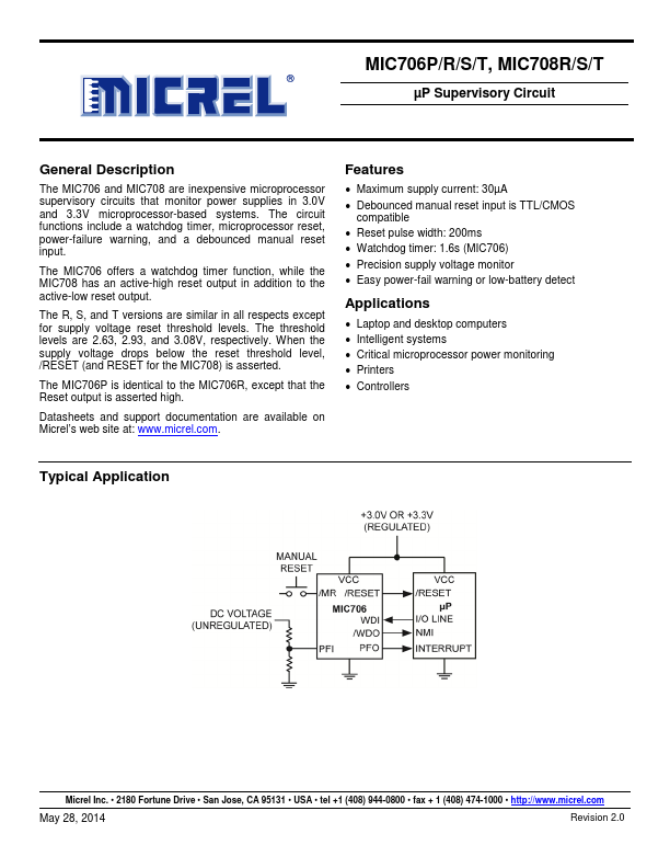 MIC706R Micrel Semiconductor