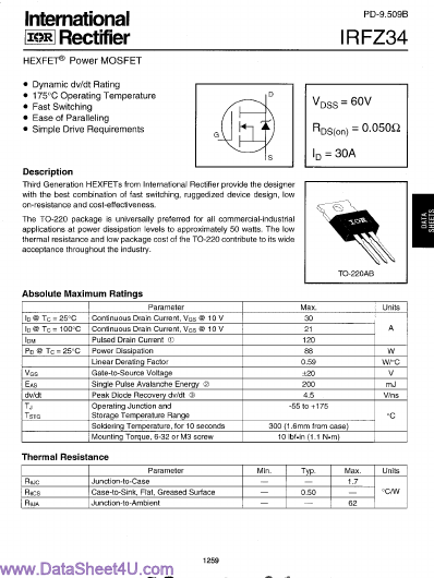 IRFZ34 International Rectifier