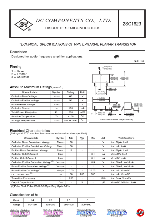 2SC1623 Dc Components