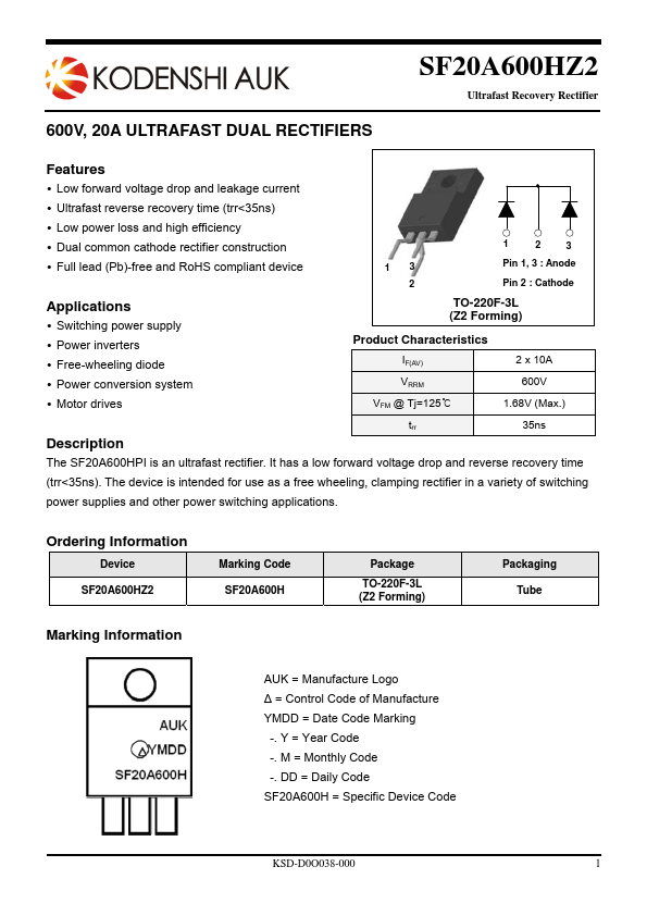 <?=SF20A600HZ2?> डेटा पत्रक पीडीएफ