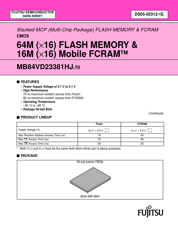 MB84VD23381HJ-70 Fujitsu