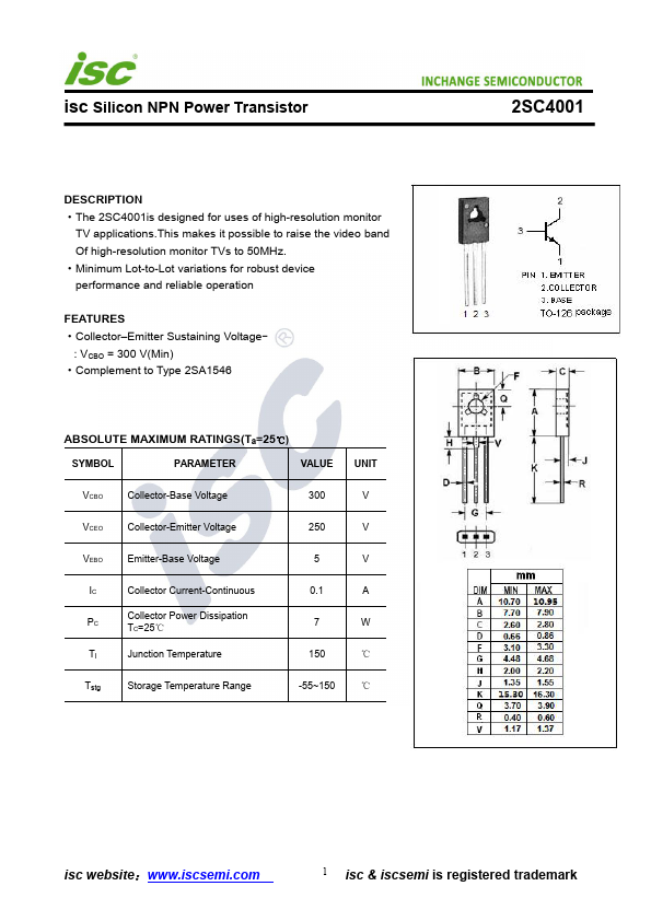 2SC4001 Inchange Semiconductor