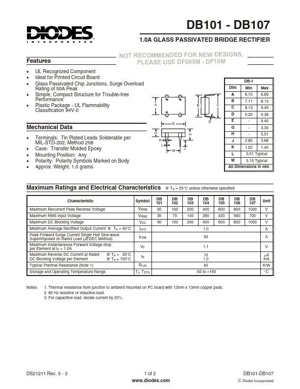 DB106 Diodes Incorporated