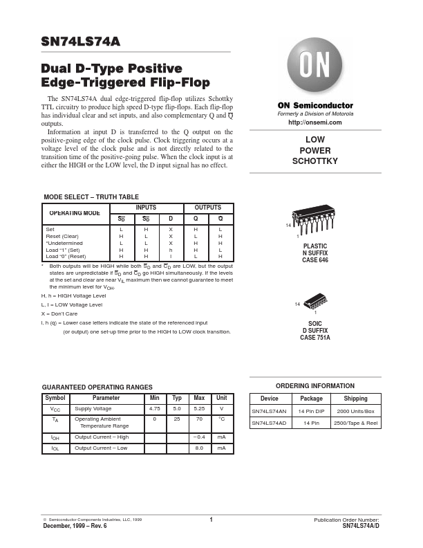 74LS74 ON Semiconductor