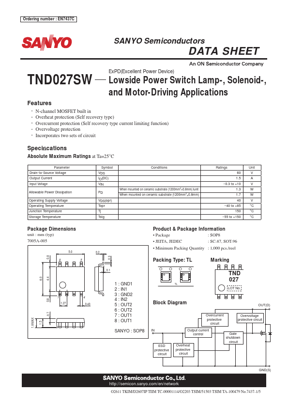 TND027SW Sanyo Semicon Device