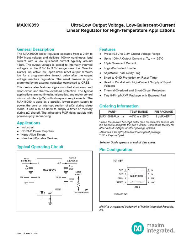 MAX16999 Maxim Integrated Products